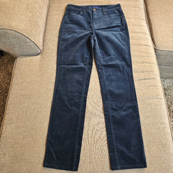 Talbots High Waist Straight Leg Dark Teal Corduroy Casual Pants Size 2 Petite - Picture 1 of 8